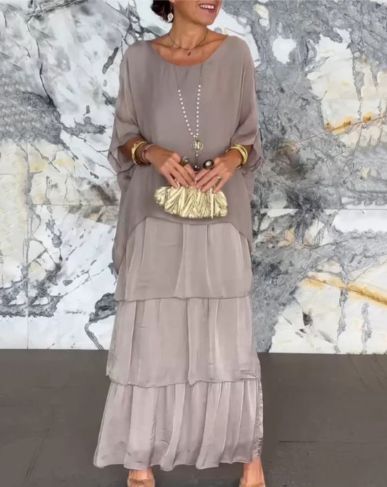 Caroline | Abito maxi Suelto con Collo rotondo