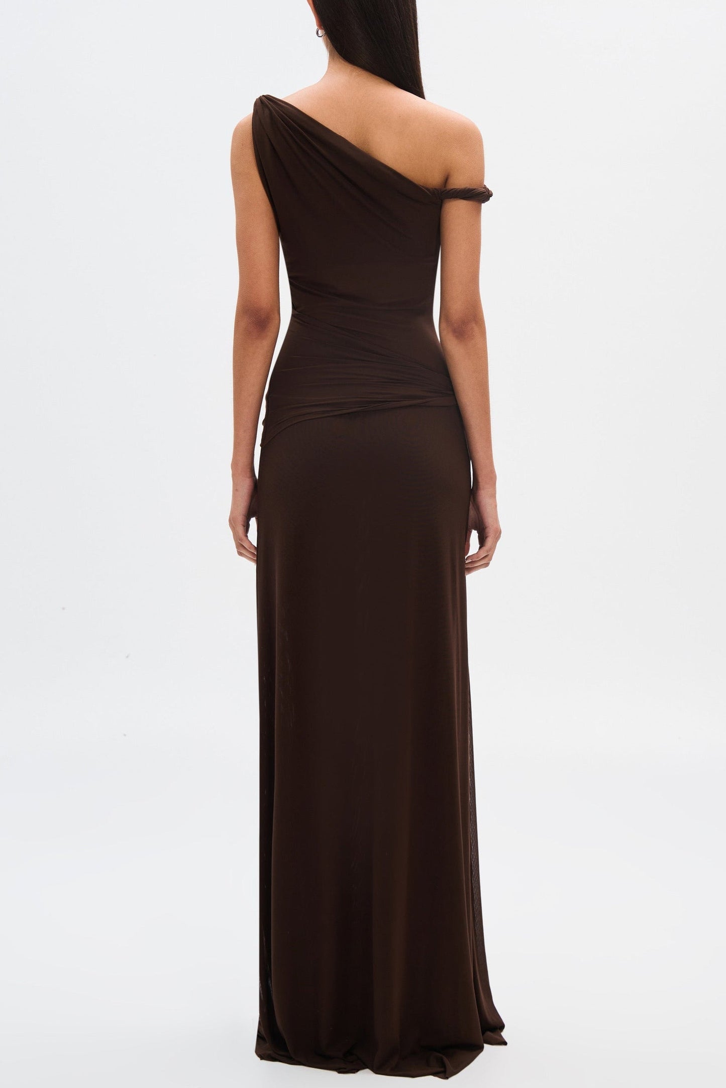 Eranda Abito maxi di Rete Drapada Off-Shoulder