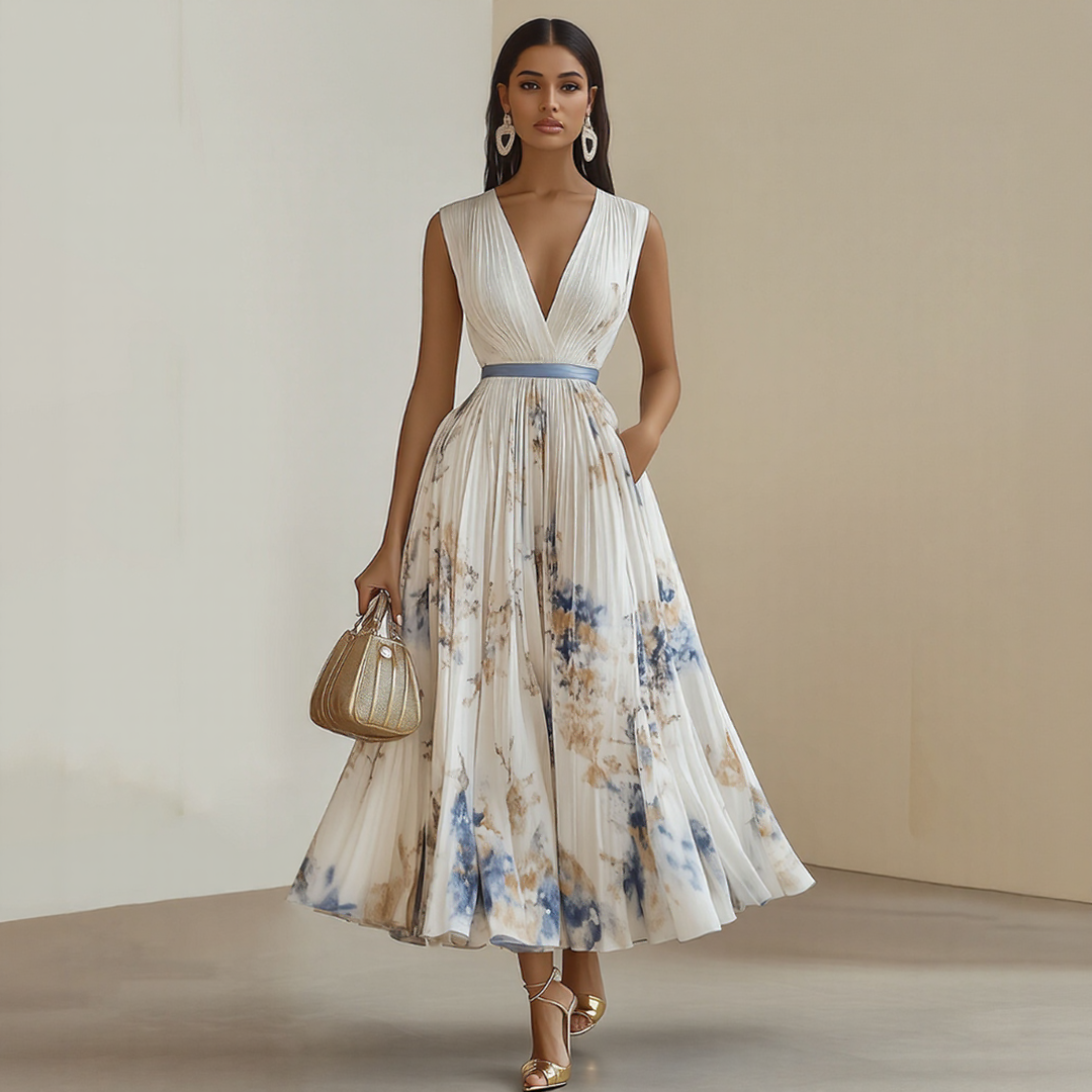 Abito Maxi Plissettato Elegante Roma