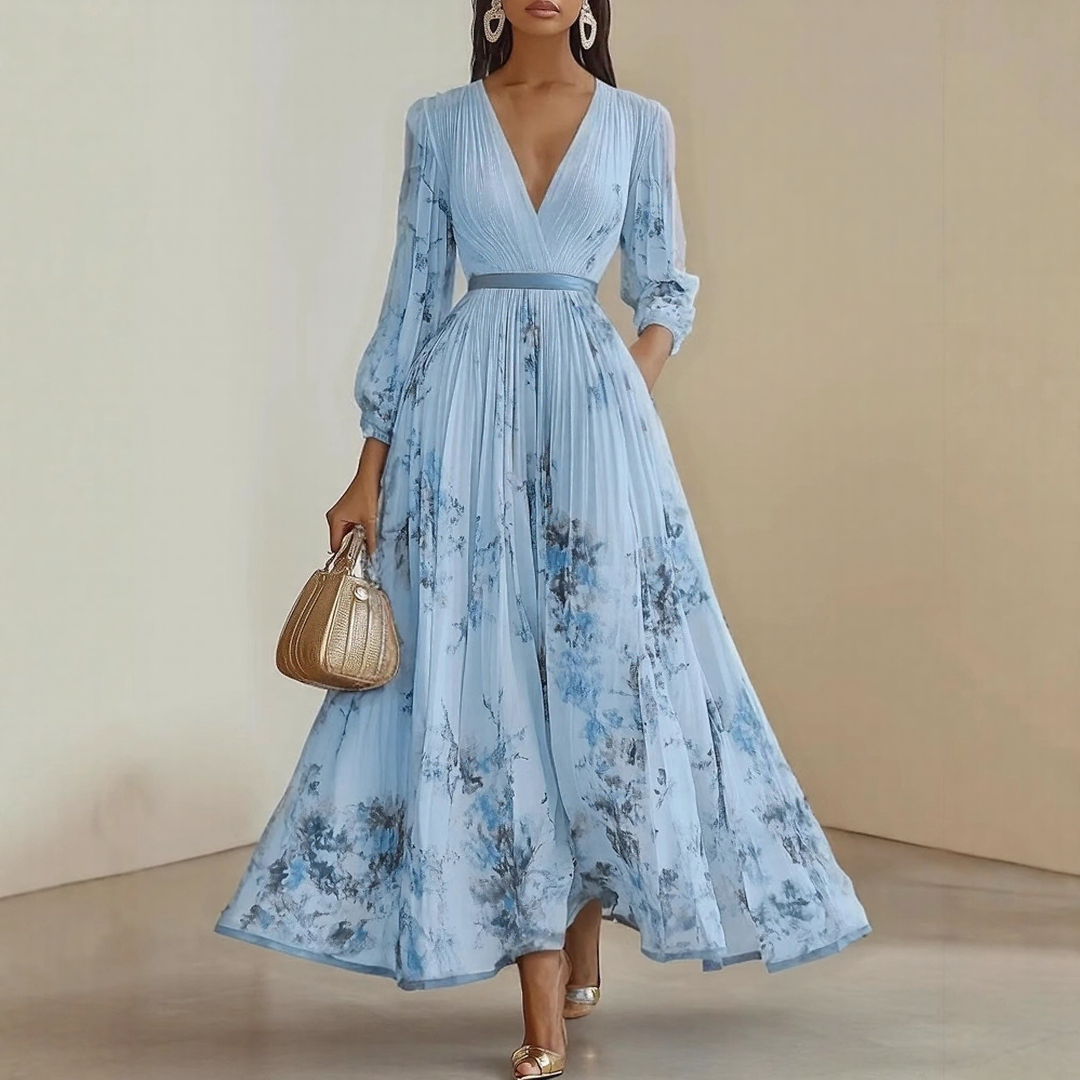 Abito Maxi Plissettato Elegante Roma