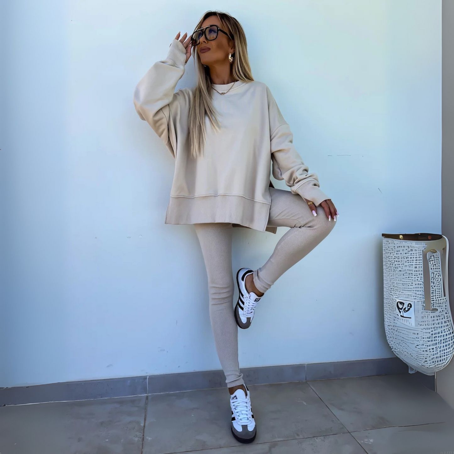ELVYNESSA – SET DI FELPA E PANTALONI A MANICHE LUNGHE CASUAL