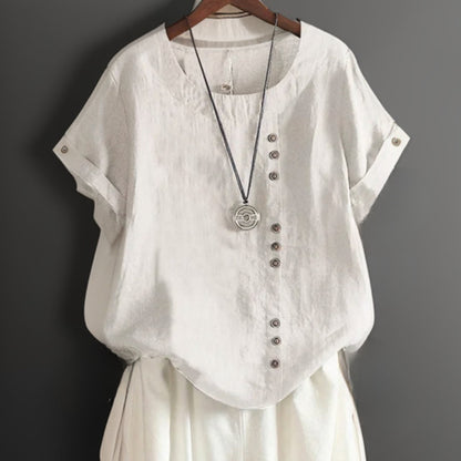Joline┃Maglietta con Collo rotondo e Bottoni