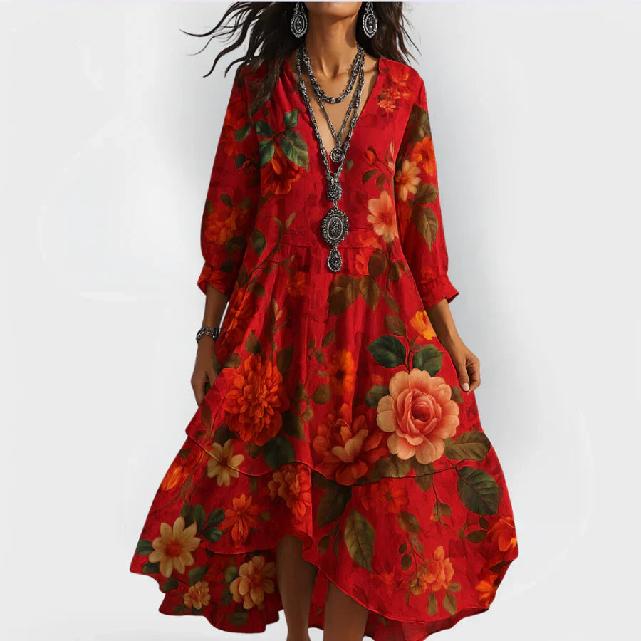 Soraya™ – Abito Boho Fresco con un Caduta che Accentual Corpo