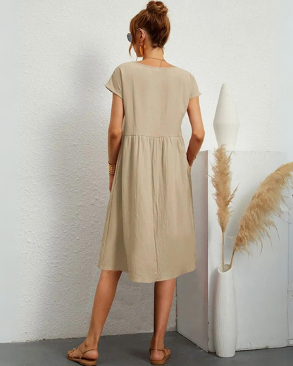 MILLA - ABITO CASUAL DI ESTATE DI GIROCOLLO E AJUSTE MORBIDO