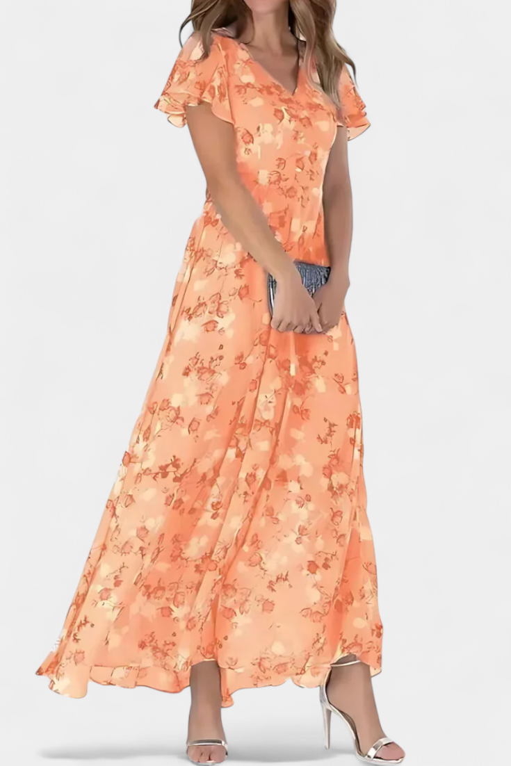 Amara Abito maxi Floreale con scollo a V