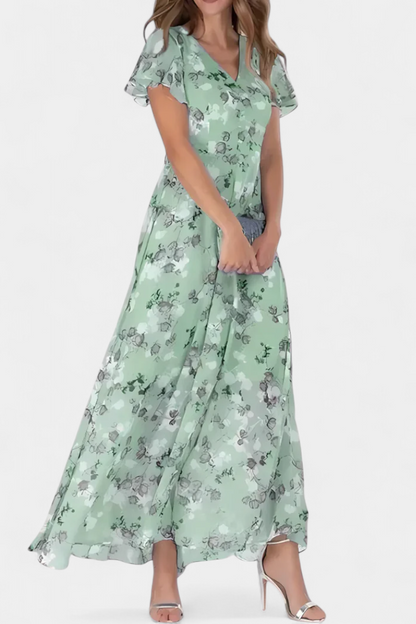 Amara Abito maxi Floreale con scollo a V