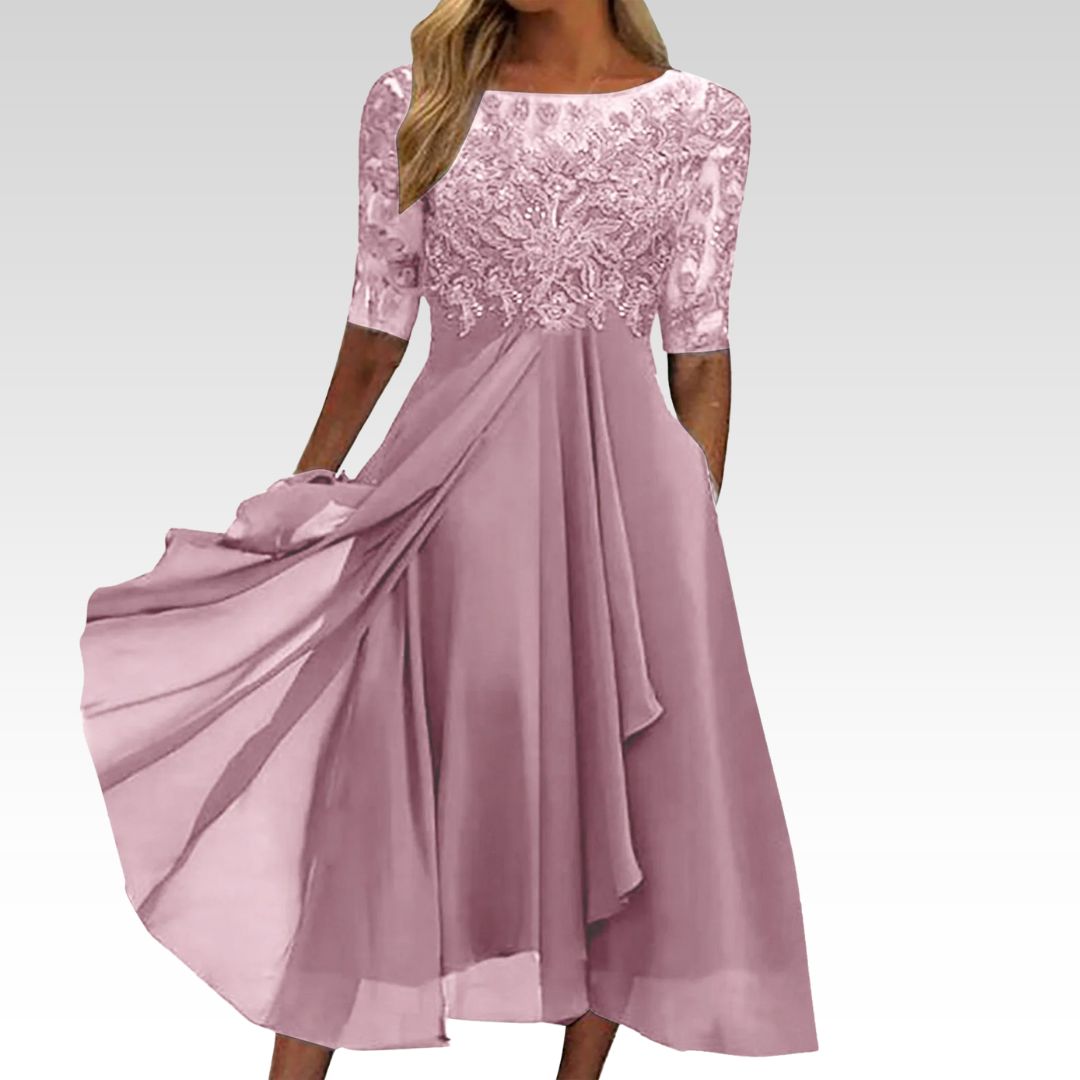 Taryn® | Abito Midi di Pizzo Elegante