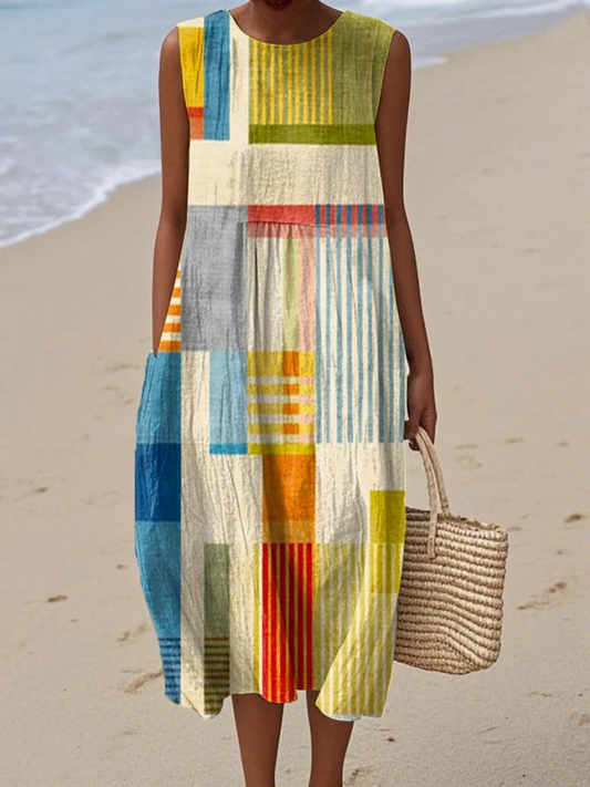 Sierra – Abito midi di Patchwork Rilassato