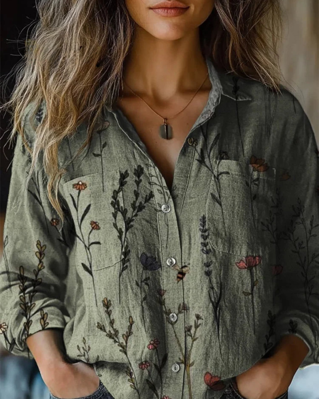 Georgeena | Camicia a maniche lunghe di Cotone Vintage