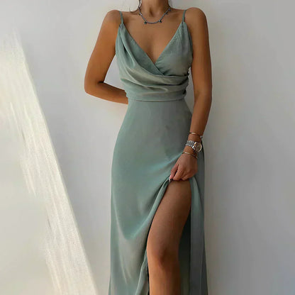 Ophelia™ - ABITO ELEGANTE CON SCOLLO DRAPEADO E RENDIJA
