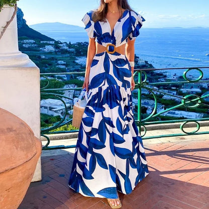 Maxi Mariposa di Estate: Abito di Moda da donna con scollo a V e Schiena Descubierta