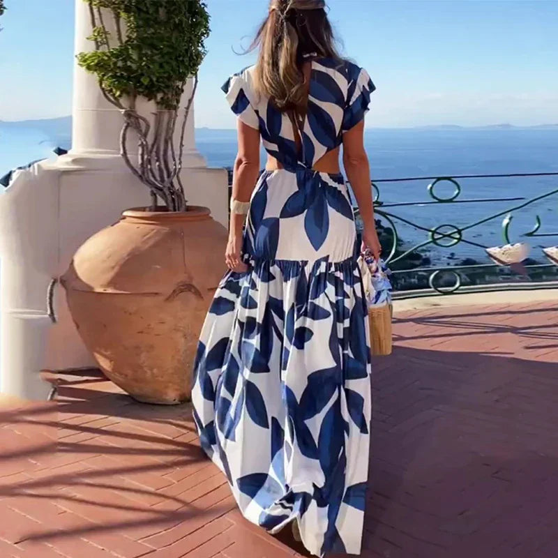 Maxi Mariposa di Estate: Abito di Moda da donna con scollo a V e Schiena Descubierta
