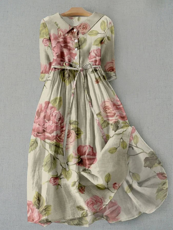Abito da donna - Abito Estivo con Stampato Floreale Vintage e Vita regolabile