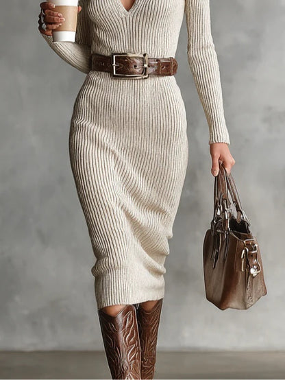 Chiara | Abito midi con Collo alto e Cintura