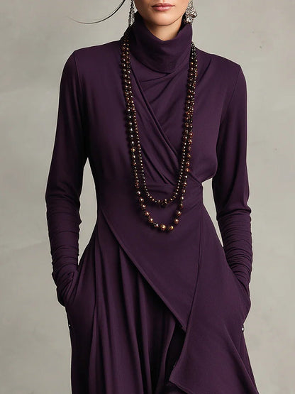 RENATA – ABITO MAXI ASIMMETRICO ELEGANTE CON COLLO ALTO