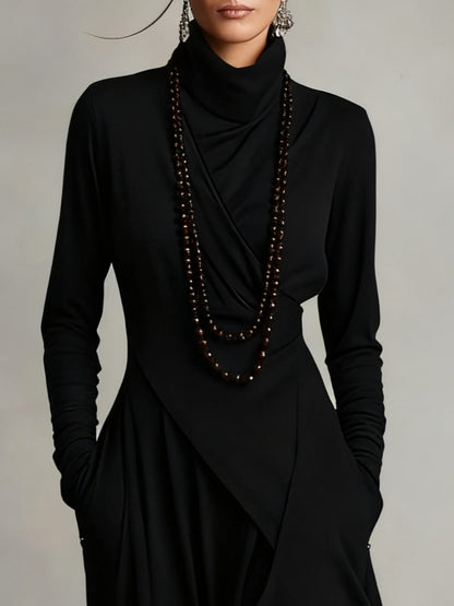 RENATA – ABITO MAXI ASIMMETRICO ELEGANTE CON COLLO ALTO