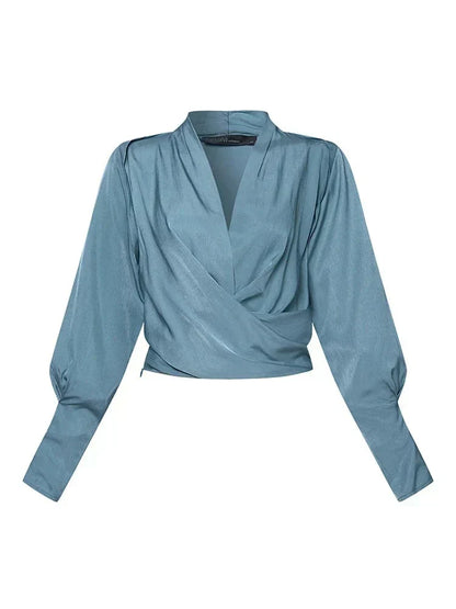 CASSANDRA – BLUSA ELEGANTE CON scollo a V DRAPPEGGIATO