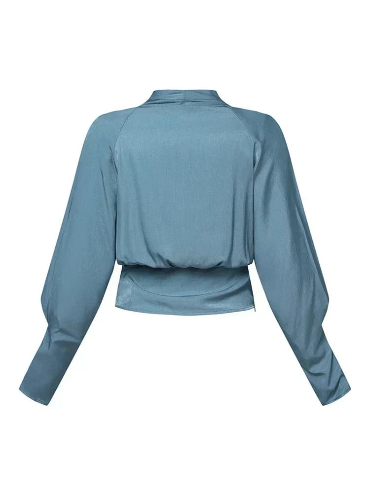 CASSANDRA – BLUSA ELEGANTE CON scollo a V DRAPPEGGIATO