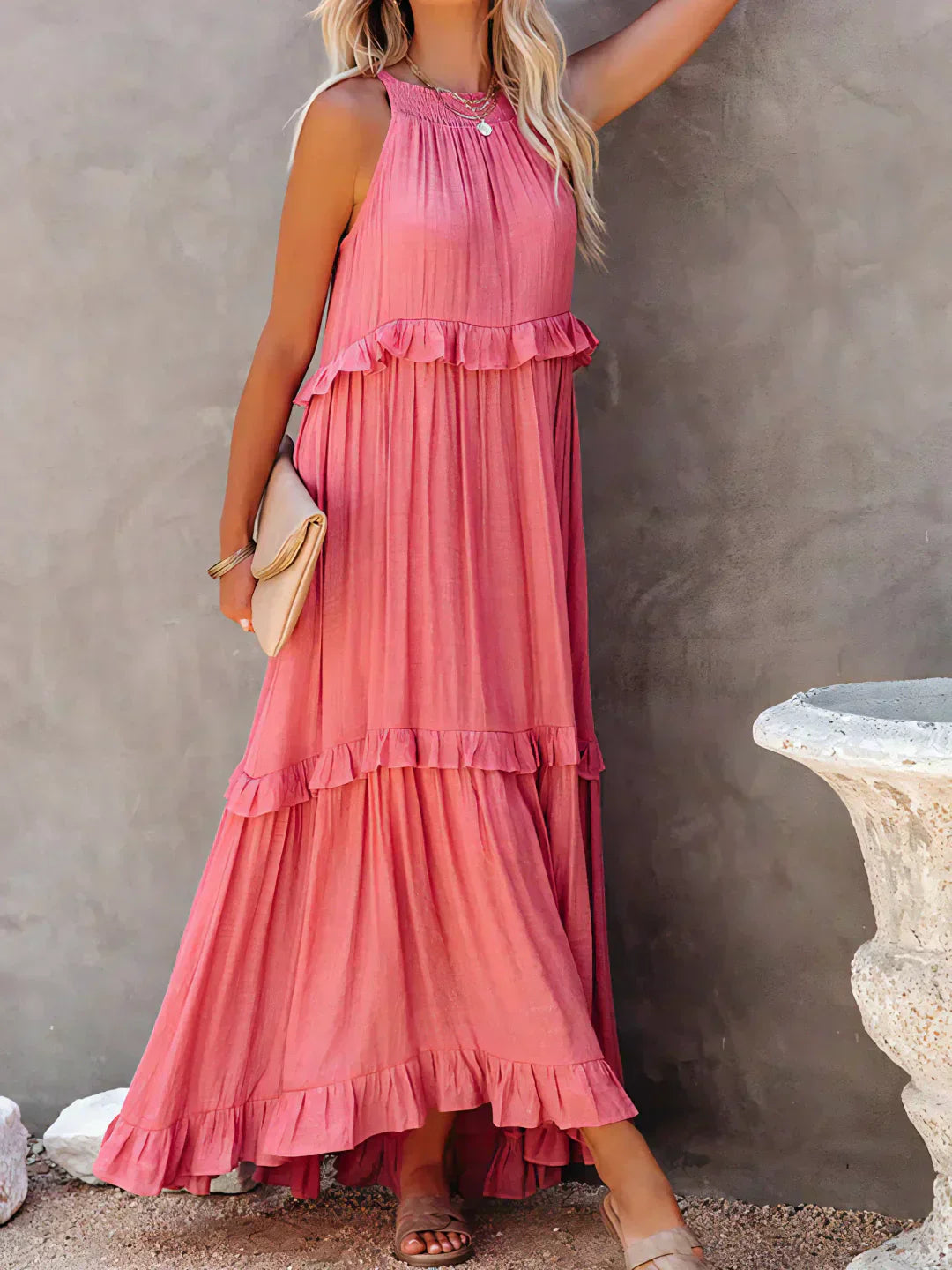 Ilona - Abito Halter con Volant e Tasche Maxi