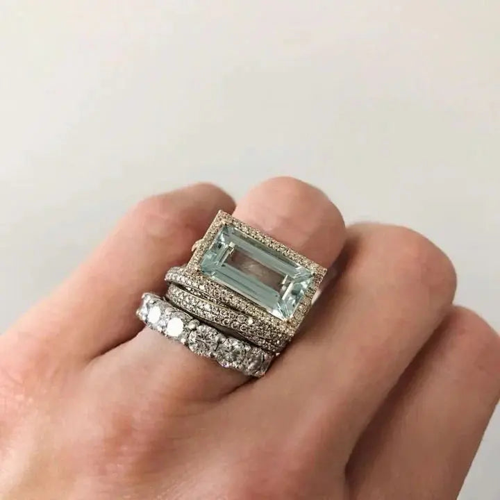Set vintage di anelli in argento con turchese in vetro