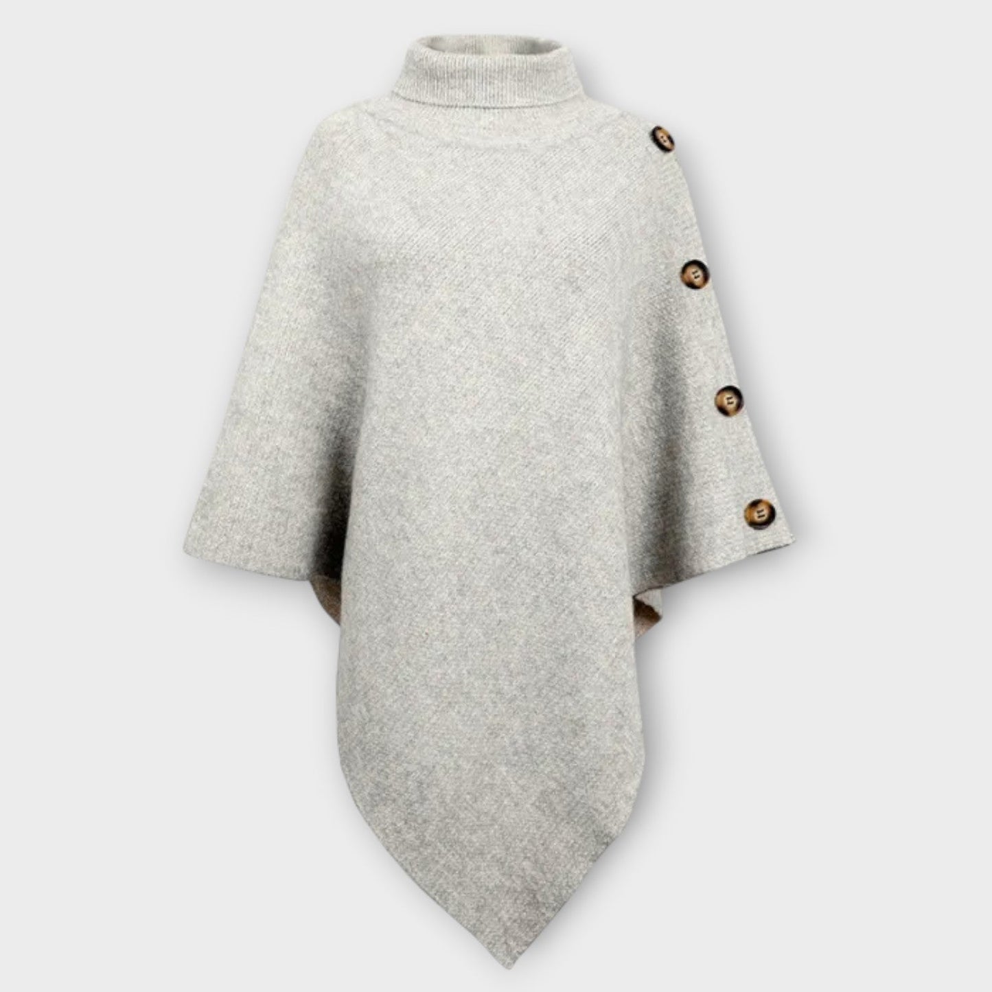 Poncho in maglia Morbido con Dettagli di Bottoni