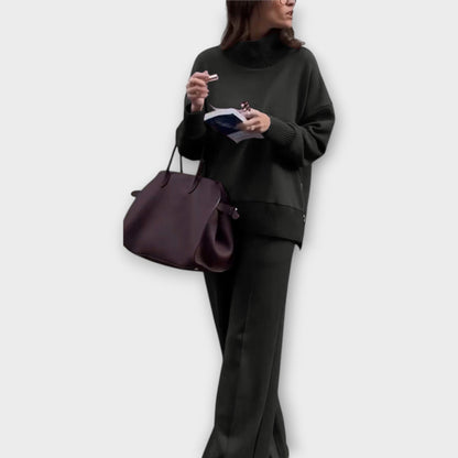 Set di Maglione Relax con Collo alto e Pantaloni a gamba larga