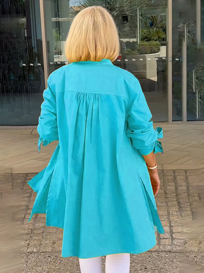 Elliora - Shacket in cotone con schiena arricciata