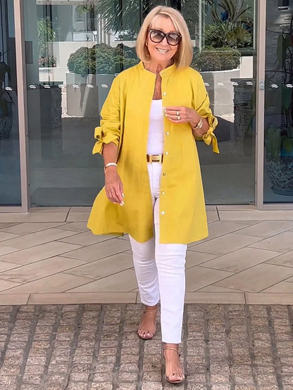 Elliora - Shacket in cotone con schiena arricciata
