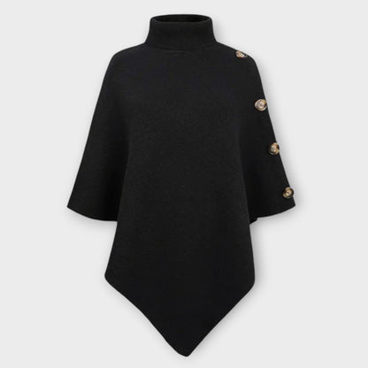 Poncho in maglia Morbido con Dettagli di Bottoni