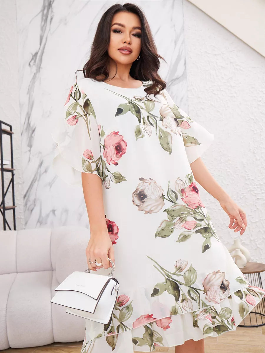 Violeta | Elegante abito di chiffon con Stampato floreale