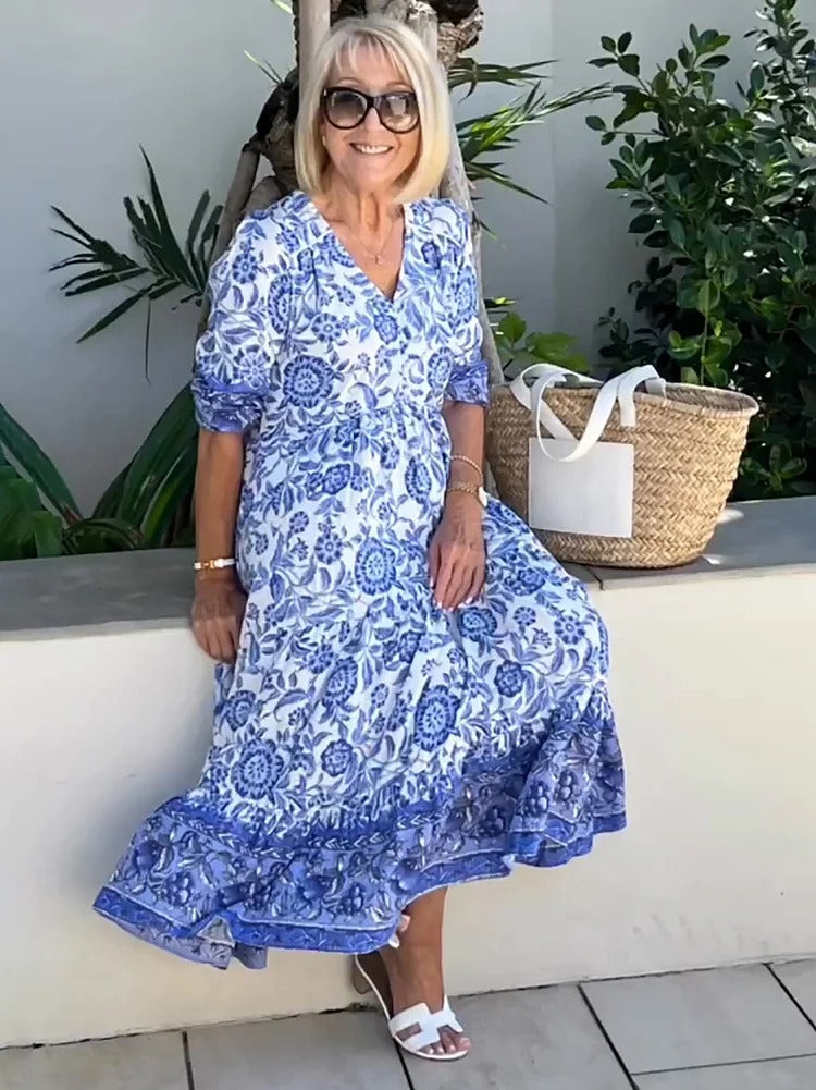Lilara - Abito Floreale Boho con scollo a V Profundo