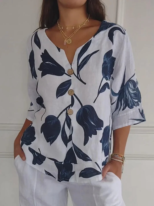 Sanne™ | Blusa di Bottoni Floreale