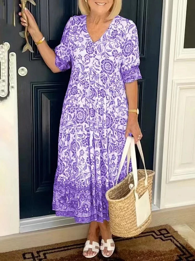 Lilara - Abito Floreale Boho con scollo a V Profundo