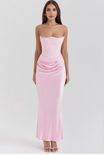 Paloma - Abito maxi elegante di Raso Senza maniche