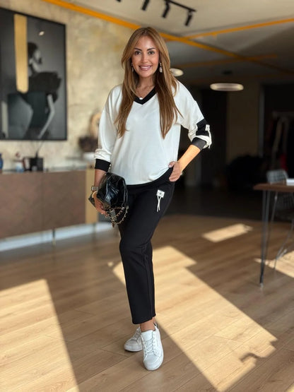 ALINA – SET COMPLETO BICOLOR CON SCOLLO A V MORBIDO