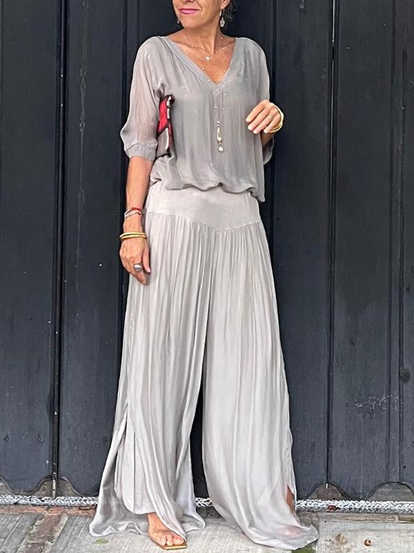 ESMERALDA – SET DI PANTALONI AMPI DI CHIFFON ELEGANTE DI DUE PEZZI