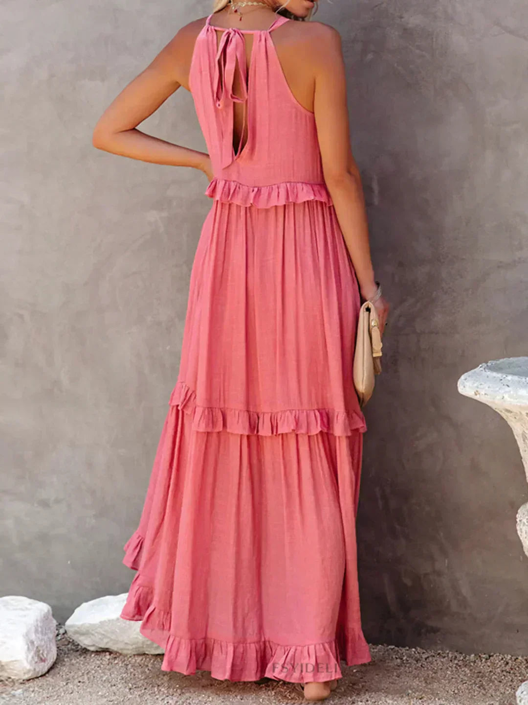 Ilona - Abito Halter con Volant e Tasche Maxi