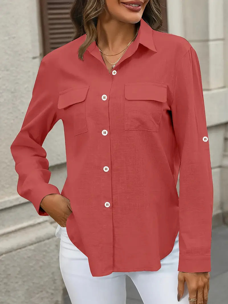 Athena - Camicia di Cotone con Tasche Frontali