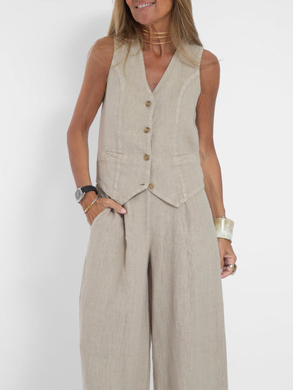Aira - Set di Gilet Abotonado e Pantaloni a gamba larga
