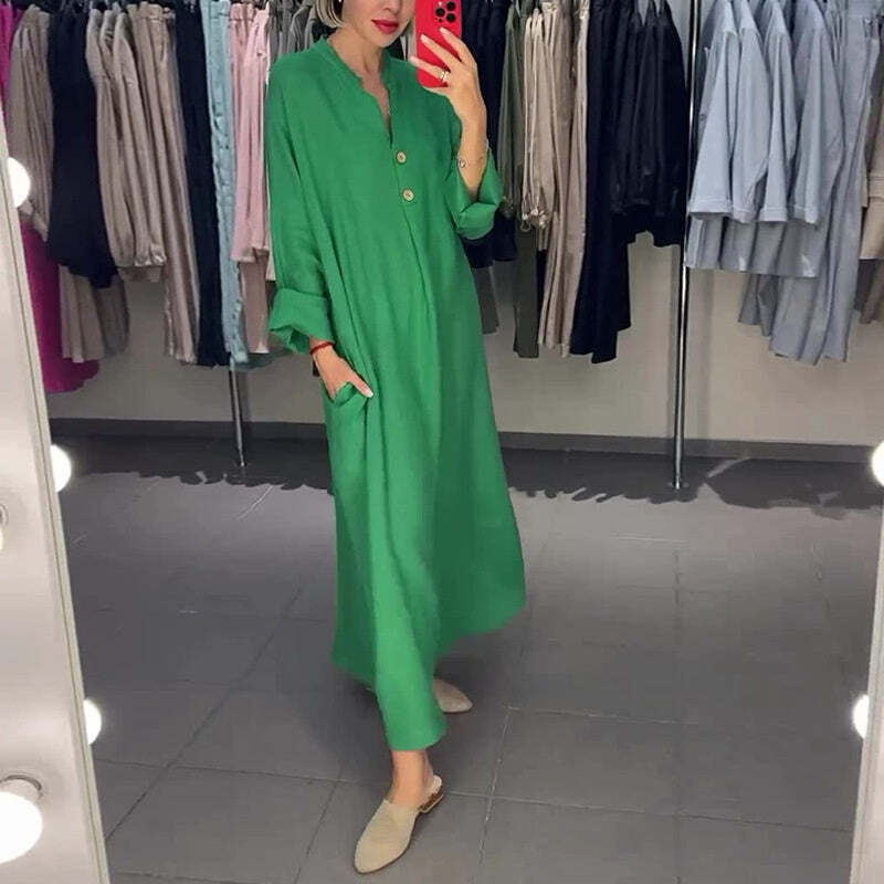 VALENCIA – ABITO CAMISERO LARGO DI DONNA CON TASCHE