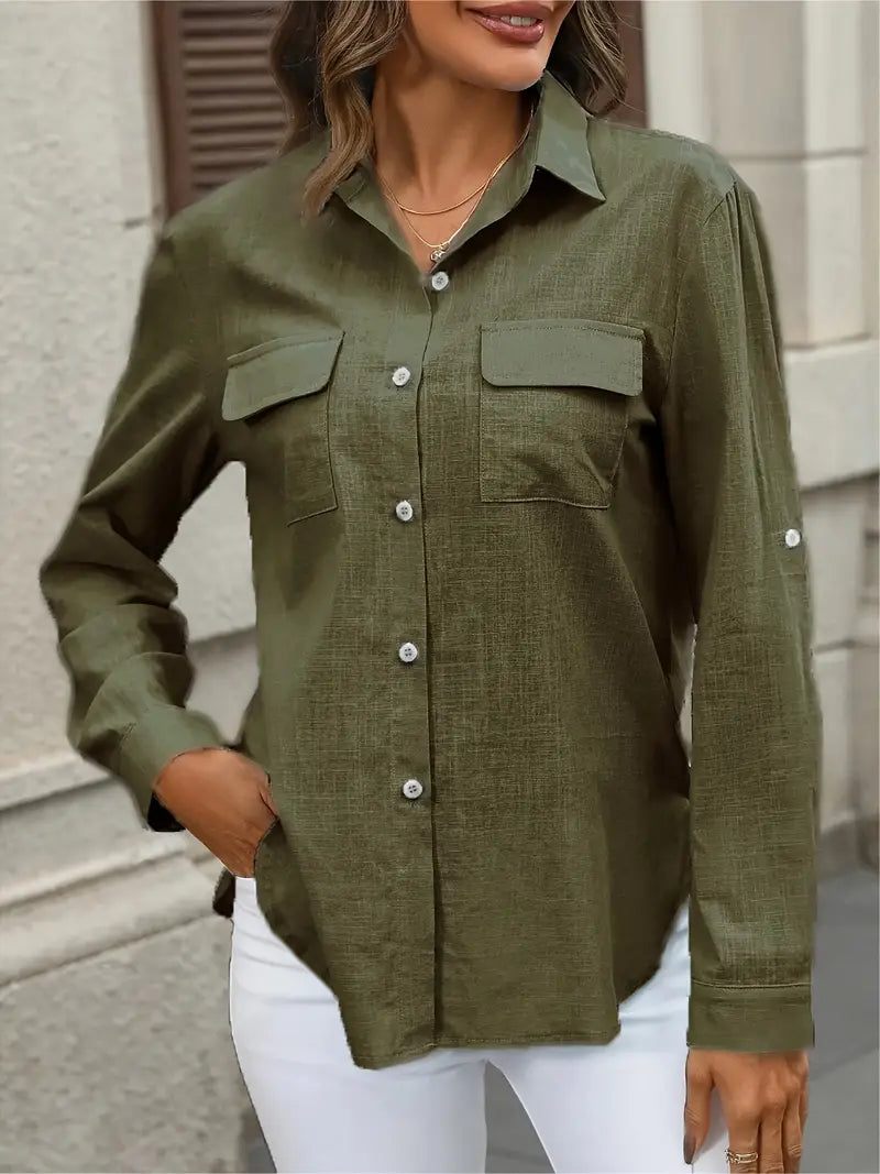 Athena - Camicia di Cotone con Tasche Frontali