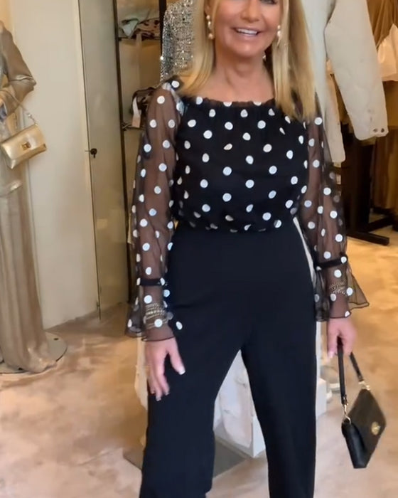 Blusa Casual Transparente con Pois