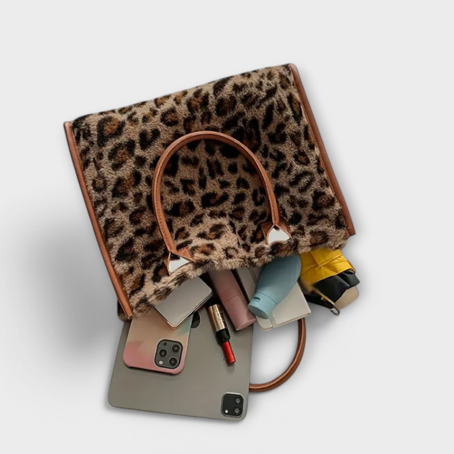 Borsa di Peluche con Stampa leopardata Chic