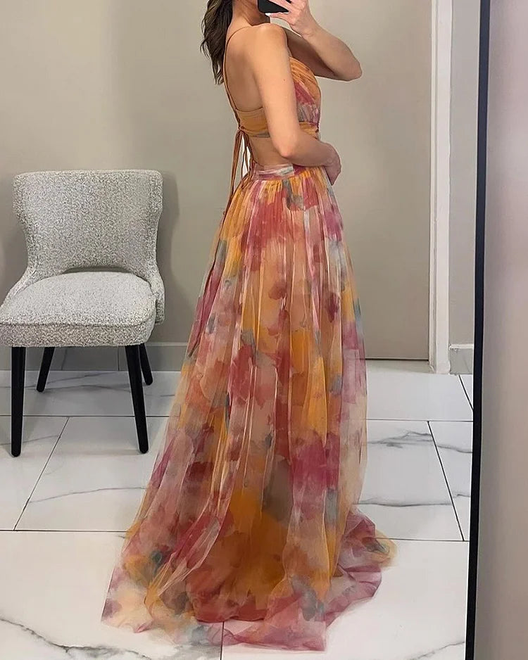 Sophia | Abito elegante di Halter con Stampa