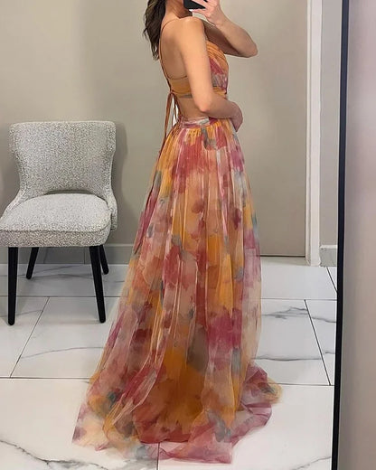 Sophia | Abito elegante di Halter con Stampa