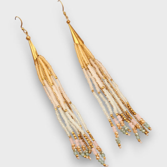 Isalda – Orecchini vintage con legno e perle