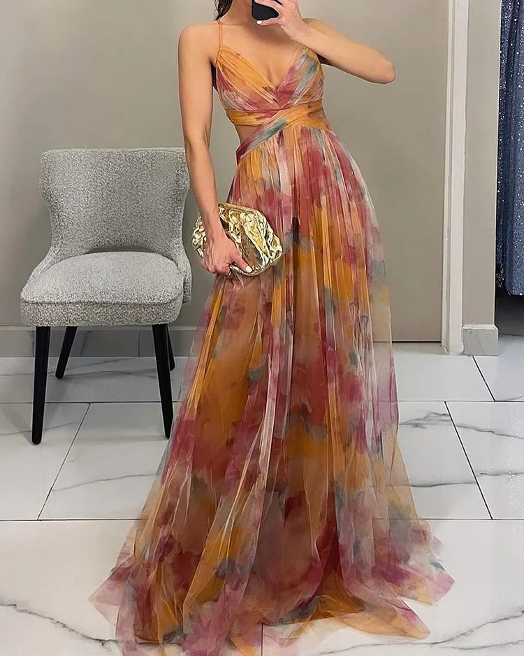 Sophia | Abito elegante di Halter con Stampa