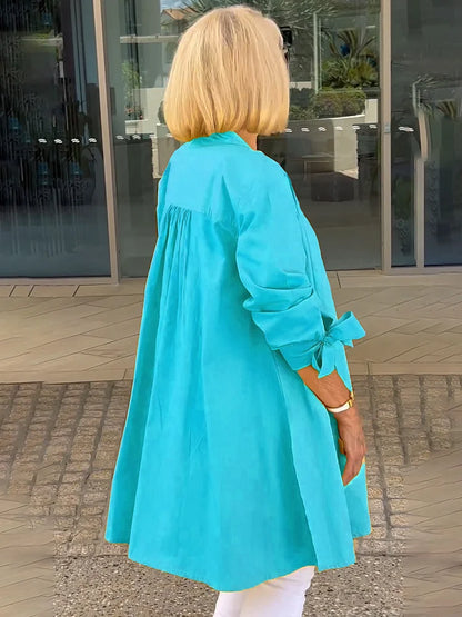 Elliora - Shacket in cotone con schiena arricciata