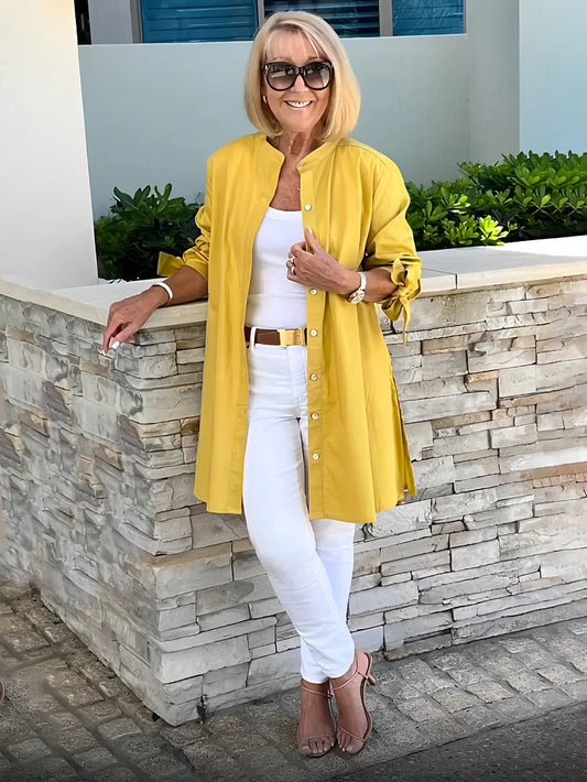 Elliora - Shacket in cotone con schiena arricciata