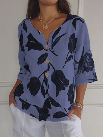 Sanne™ | Blusa di Bottoni Floreale